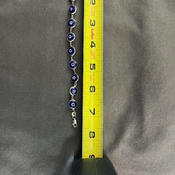 Evil Eye Beaded Bracelet marked 925 - Picture 4 of 5